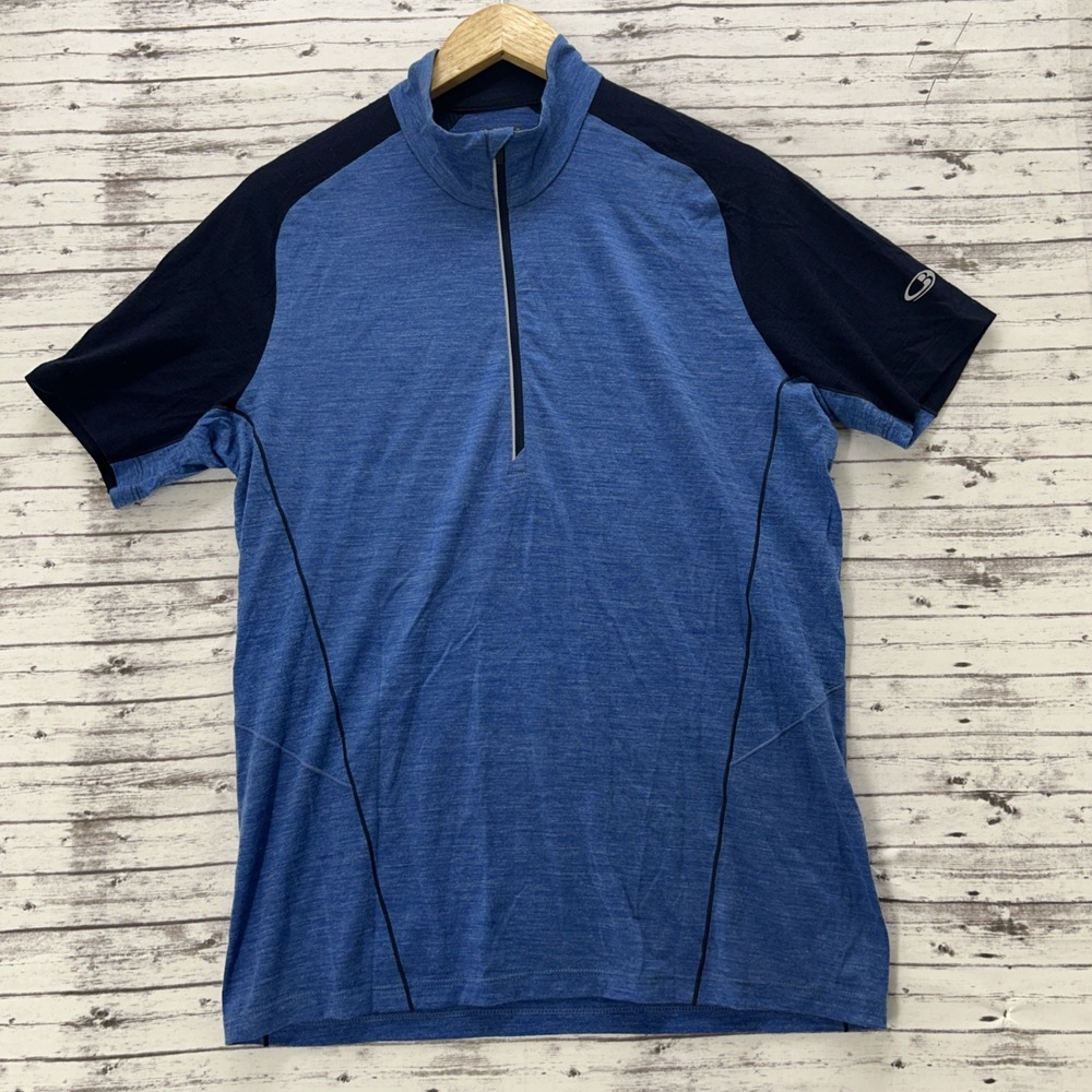 Icebreaker GT Merino Cool-Lite Short Sleeve 1/4 Zip Shirt Mens Medium Wool Blend